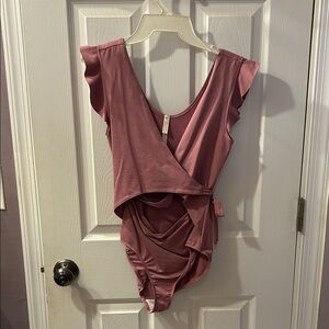 Stylish Mauve Wrap Swimsuit with Ruffles